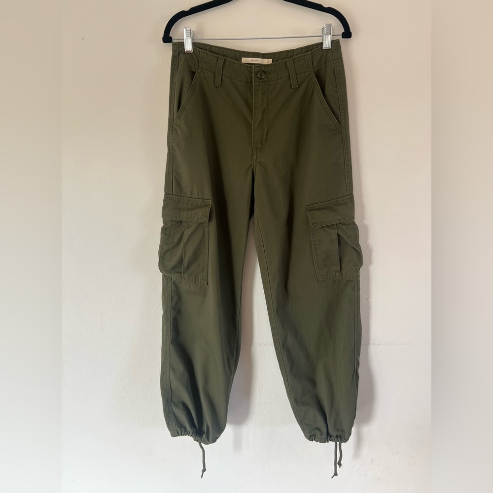 Levi’s ’94 Baggy Army Green Cotton Twill Cargo Jogger‎ Utility Pants Size 27 - Picture 3 of 13